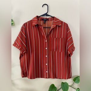 FOREVER 21 Womens Dark Orange White Black Short Sleeve Top  Size: S